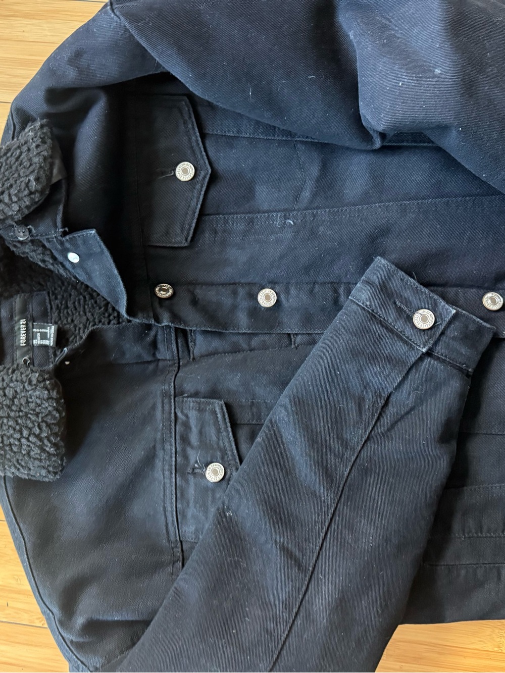 Black sherpa jean jacket